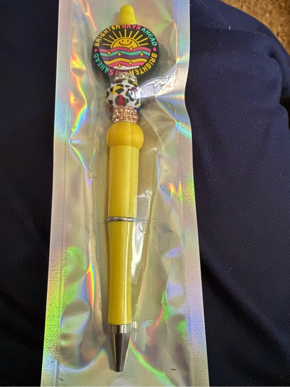 Bright Yellow Beaded Ballpoint Pen